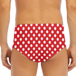 Red And White Polka Dot Pattern Print Men's Triangle Swim Briefs