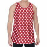Red And White Polka Dot Pattern Print Men's Velvet Tank Top