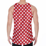 Red And White Polka Dot Pattern Print Men's Velvet Tank Top