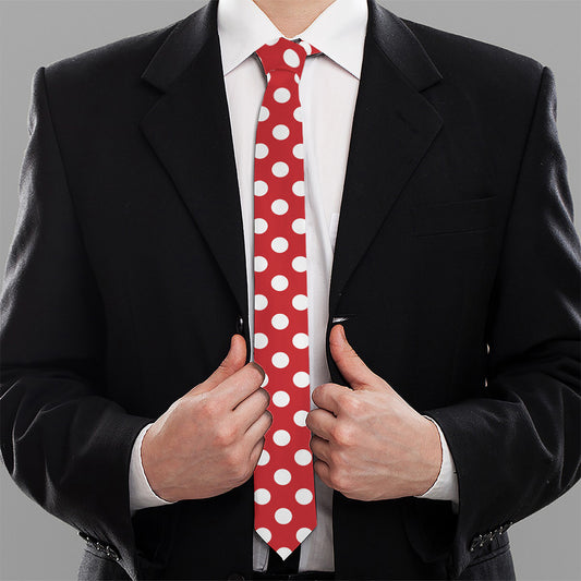 Red And White Polka Dot Pattern Print Necktie