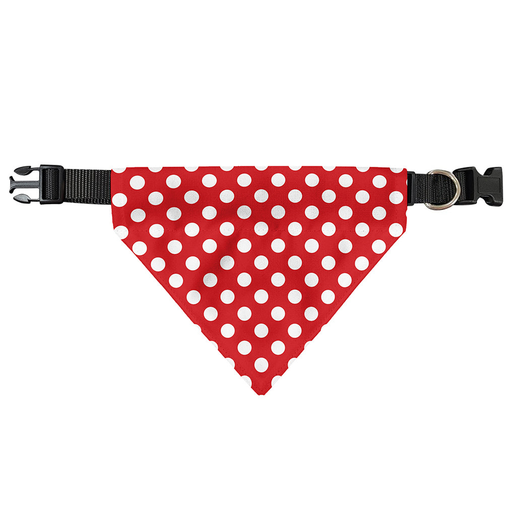 Red And White Polka Dot Pattern Print Over The Collar Dog Bandana