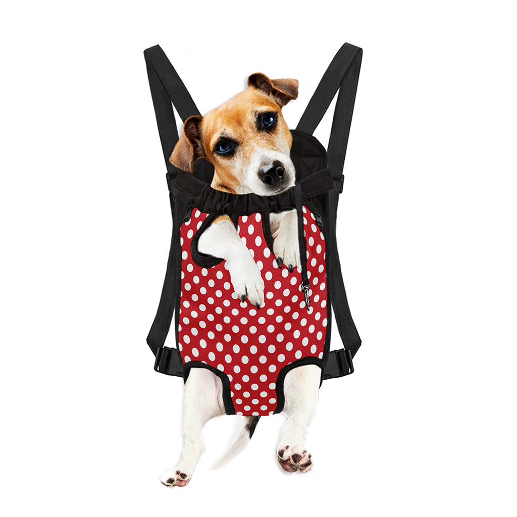 Red And White Polka Dot Pattern Print Pet Carrier Backpack