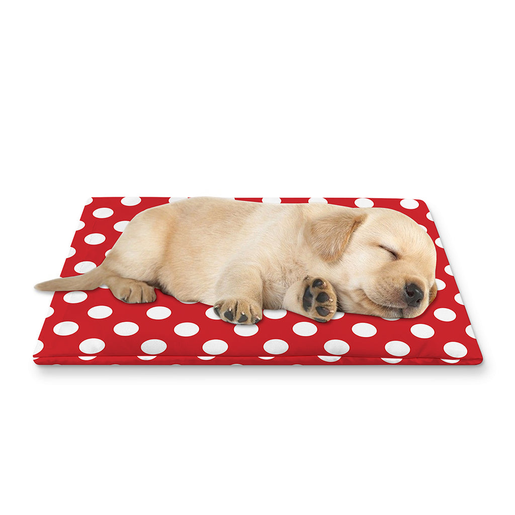 Red And White Polka Dot Pattern Print Pet Cooling Mat Cover