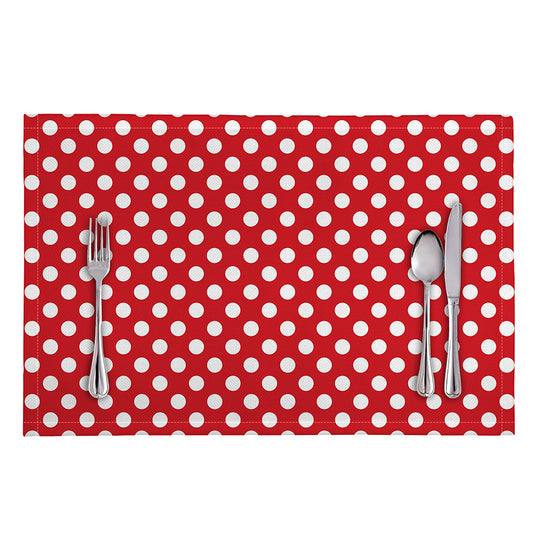 Red And White Polka Dot Pattern Print Placemat