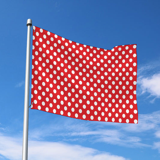 Red And White Polka Dot Pattern Print Polyester Flag