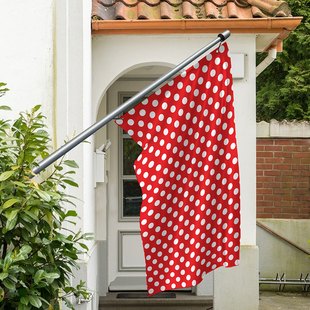 Red And White Polka Dot Pattern Print Polyester Flag