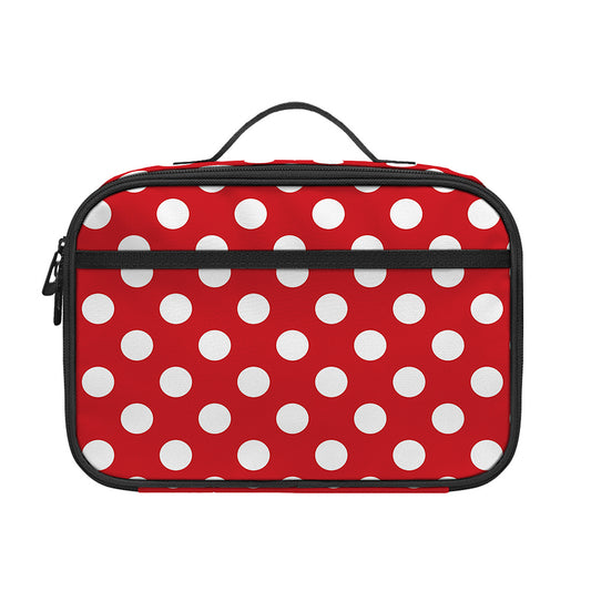 Red And White Polka Dot Pattern Print Portable Lunch Bag