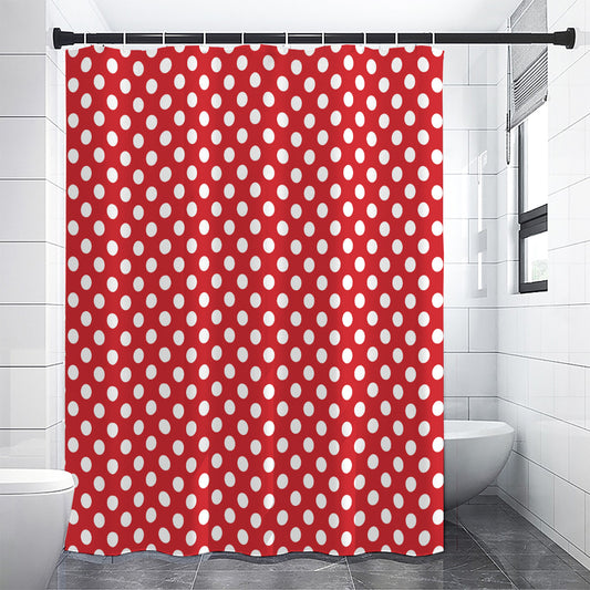 Red And White Polka Dot Pattern Print Premium Shower Curtain