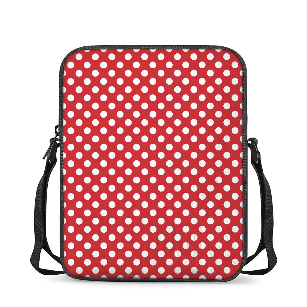 Red And White Polka Dot Pattern Print Rectangular Crossbody Bag