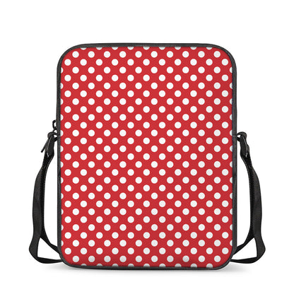 Red And White Polka Dot Pattern Print Rectangular Crossbody Bag