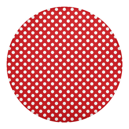 Red And White Polka Dot Pattern Print Round Blanket