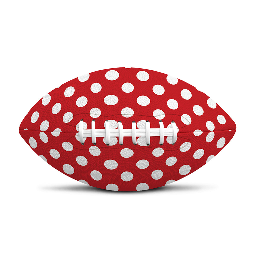 Red And White Polka Dot Pattern Print Rugby Ball