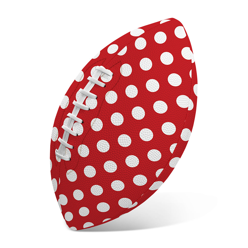 Red And White Polka Dot Pattern Print Rugby Ball