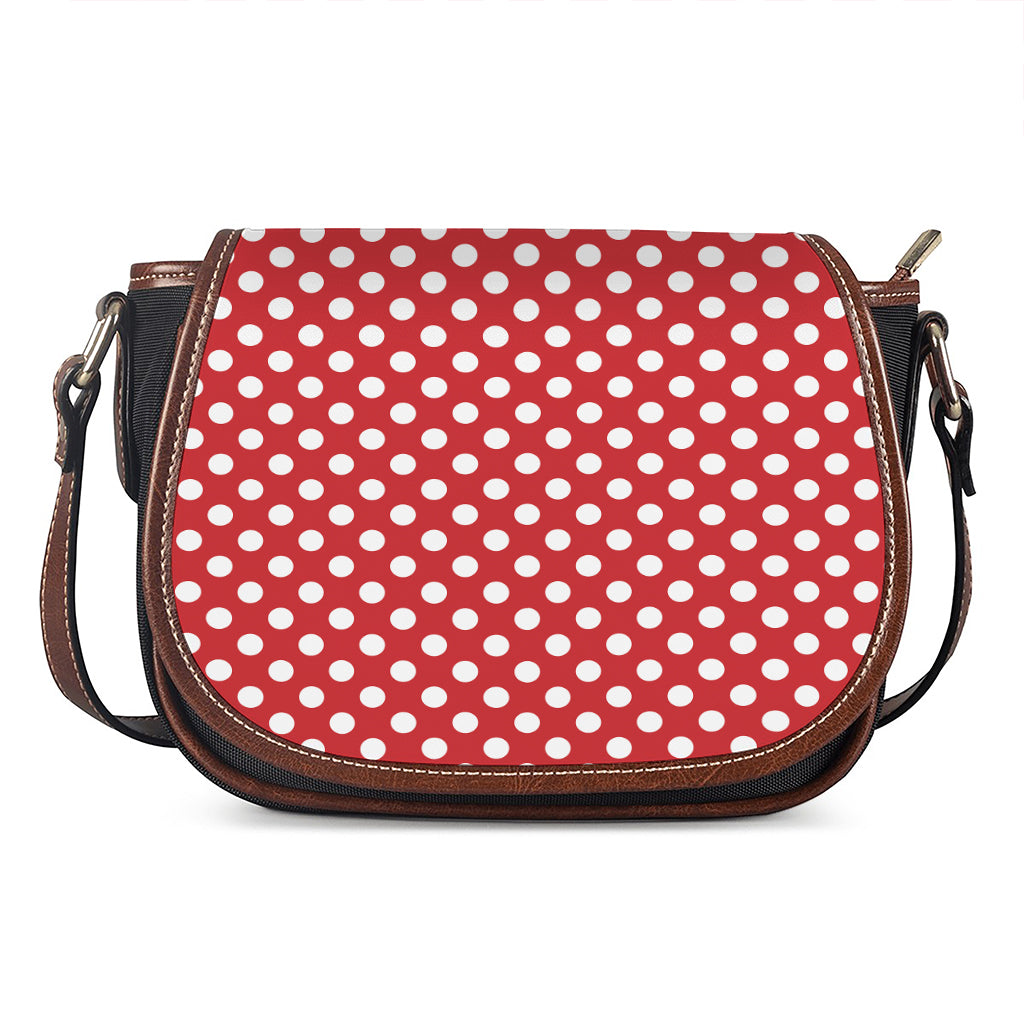 Red And White Polka Dot Pattern Print Saddle Bag