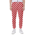Red And White Polka Dot Pattern Print Joggers