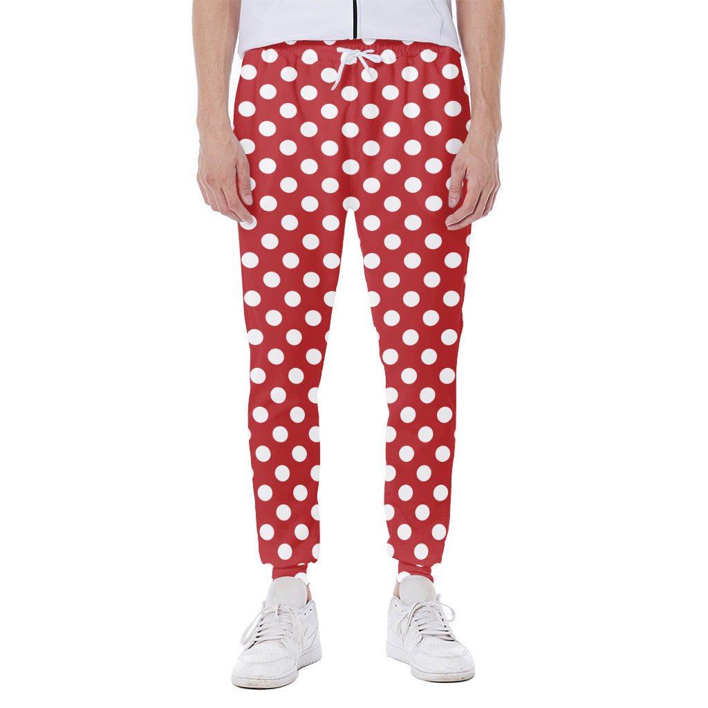 Red And White Polka Dot Pattern Print Scuba Joggers