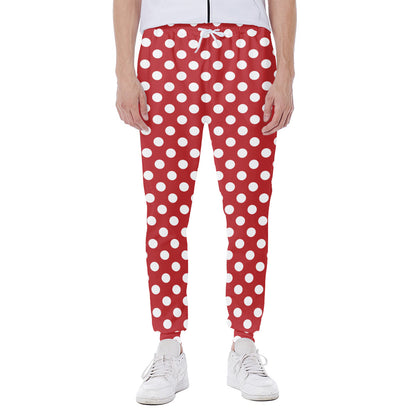 Red And White Polka Dot Pattern Print Scuba Joggers