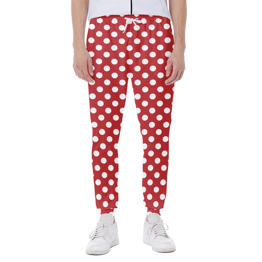 Red And White Polka Dot Pattern Print Scuba Joggers