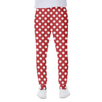 Red And White Polka Dot Pattern Print Scuba Joggers