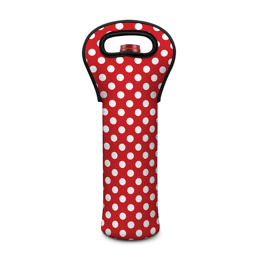 Red And White Polka Dot Pattern Print Single Neoprene Wine Tote
