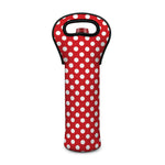 Red And White Polka Dot Pattern Print Single Neoprene Wine Tote