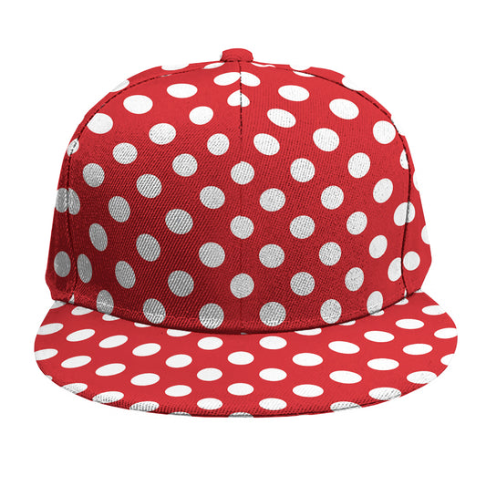 Red And White Polka Dot Pattern Print Snapback Cap