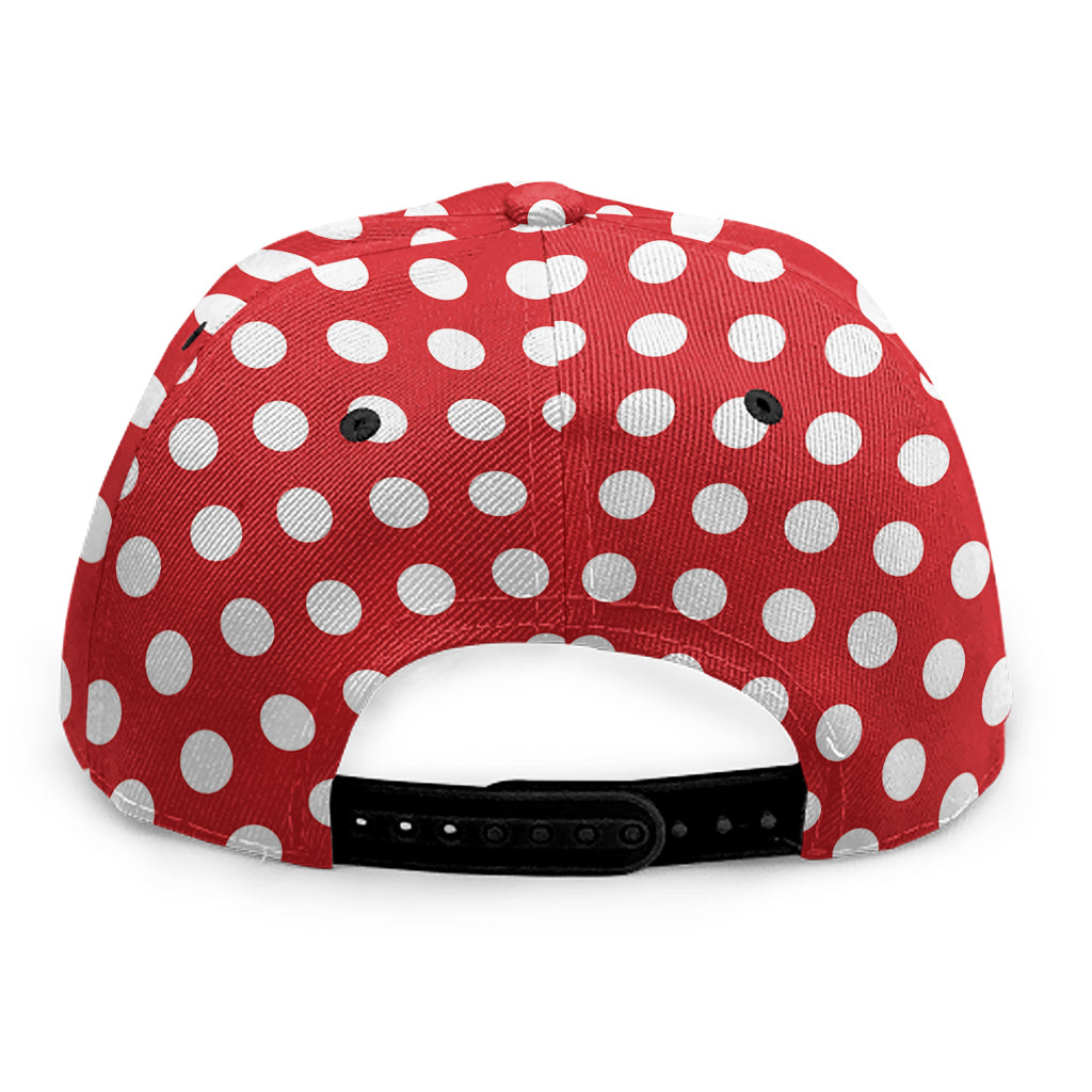 Red And White Polka Dot Pattern Print Snapback Cap