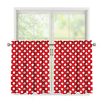 Red And White Polka Dot Pattern Print Tier Curtains