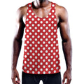 Red And White Polka Dot Pattern Print Men's Workout Tank Top