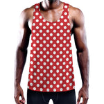 Red And White Polka Dot Pattern Print Training Tank Top