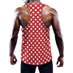 Red And White Polka Dot Pattern Print Training Tank Top