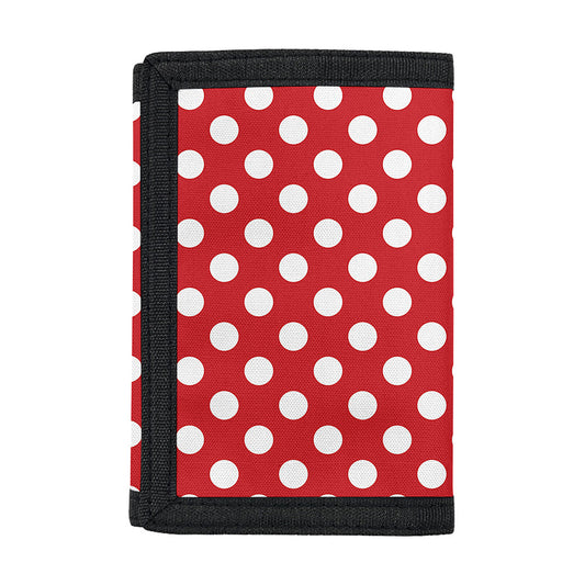 Red And White Polka Dot Pattern Print Trifold Wallet