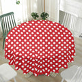 Red And White Polka Dot Pattern Print Waterproof Round Tablecloth