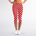 Red And White Polka Dot Pattern Print Women's Capri Leggings