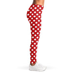 Red And White Polka Dot Pattern Print Women's Leggings