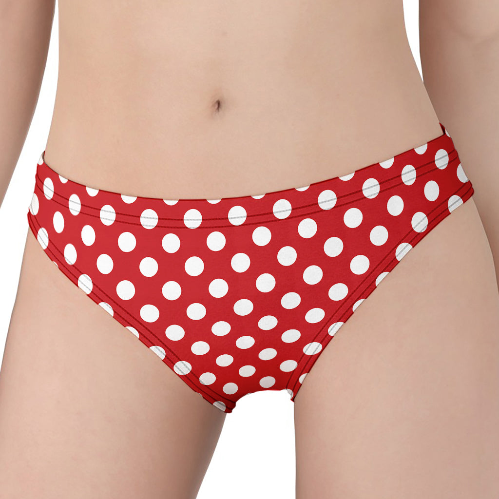 Red And White Polka Dot Pattern Print Women's Panties