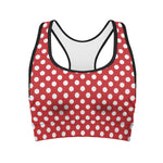 Red And White Polka Dot Pattern Print Women's Sports Bra