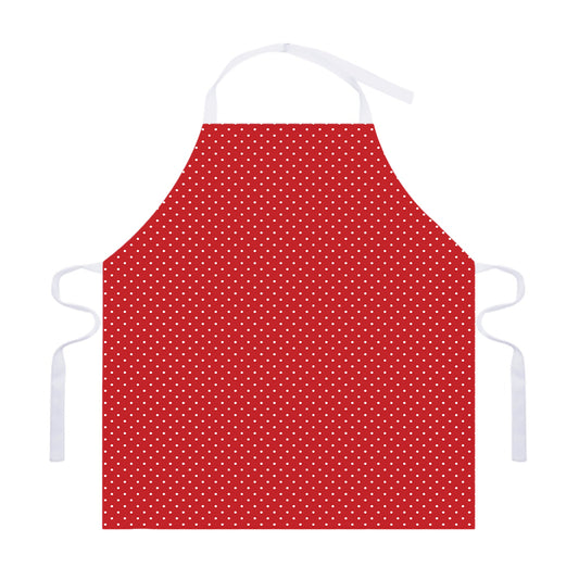 Red And White Polka Dot Print Adjustable Apron