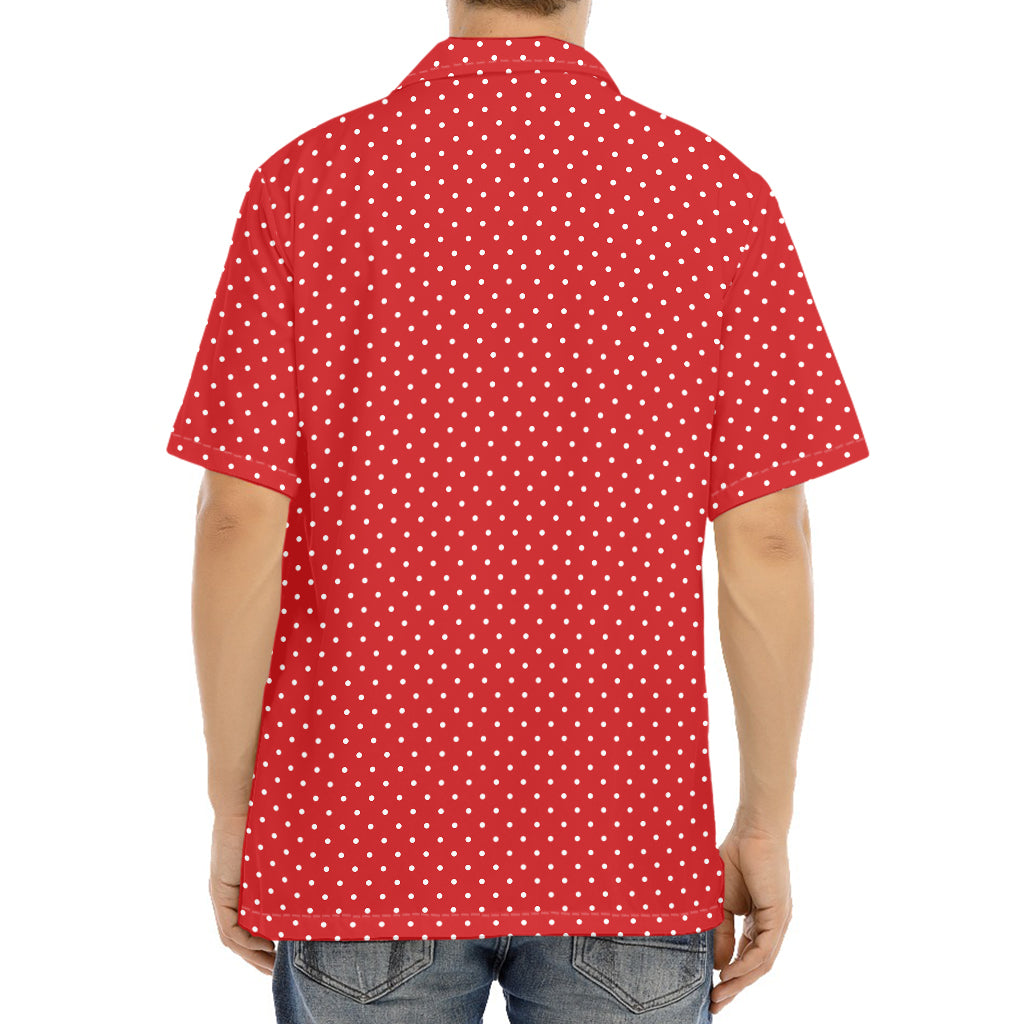 Red And White Polka Dot Print Aloha Shirt