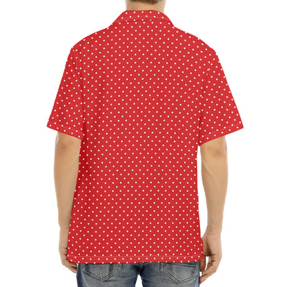Red And White Polka Dot Print Aloha Shirt