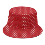 Red And White Polka Dot Print Bucket Hat