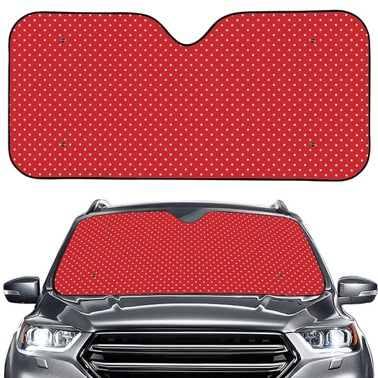 Red And White Polka Dot Print Car Windshield Sun Shade