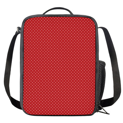 Red And White Polka Dot Print Crossbody Lunch Bag