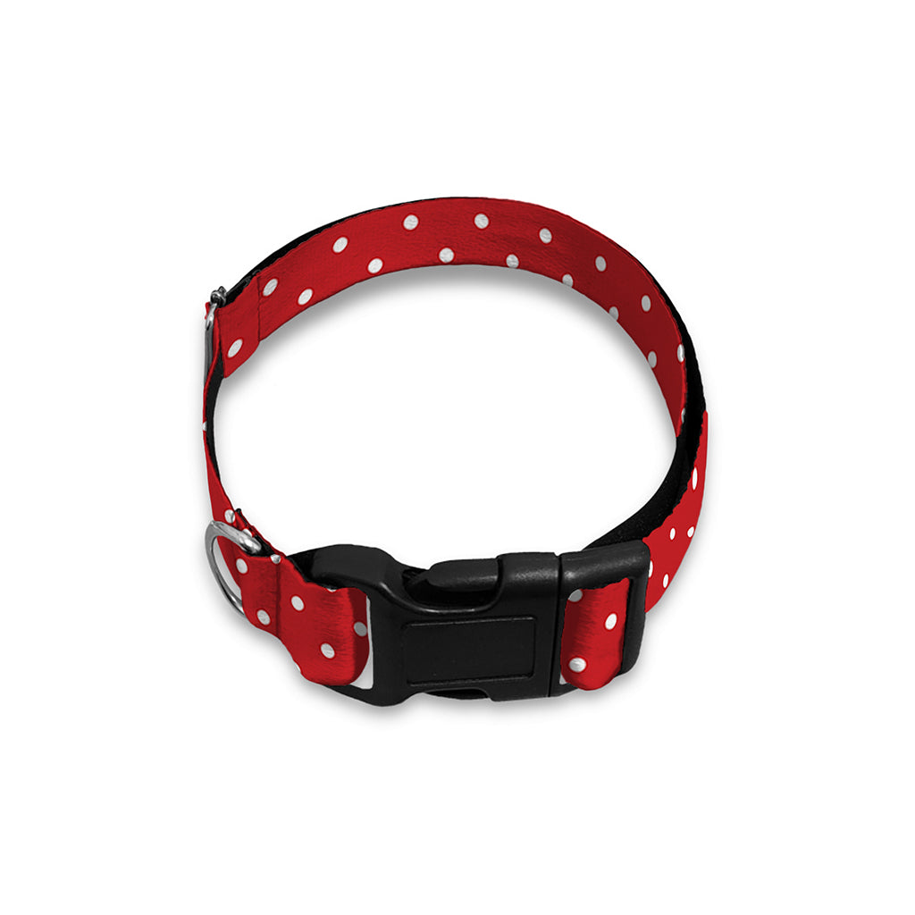 Red And White Polka Dot Print Dog Collar