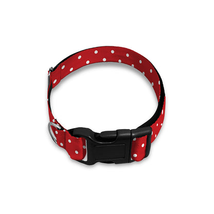 Red And White Polka Dot Print Dog Collar