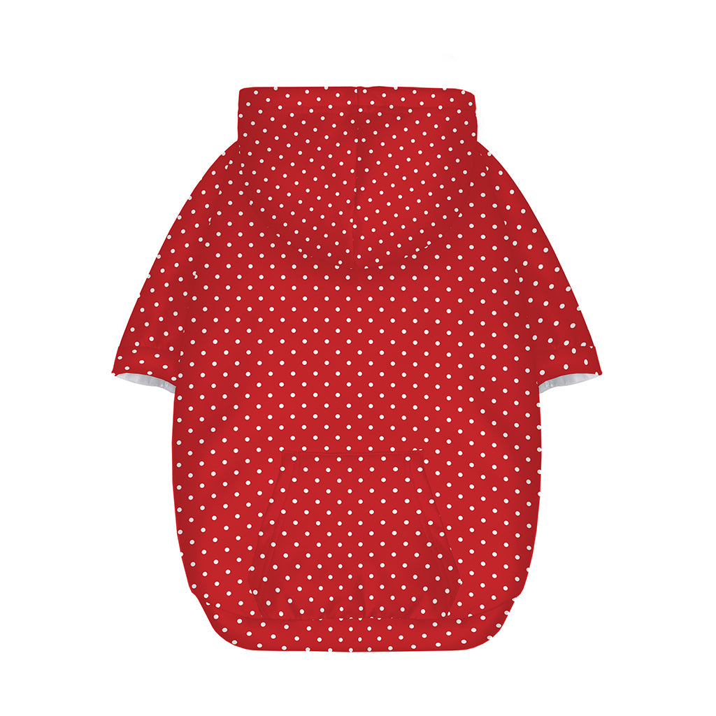 Red And White Polka Dot Print Dog Zip Up Hoodie