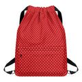 Red And White Polka Dot Print Drawstring Backpack