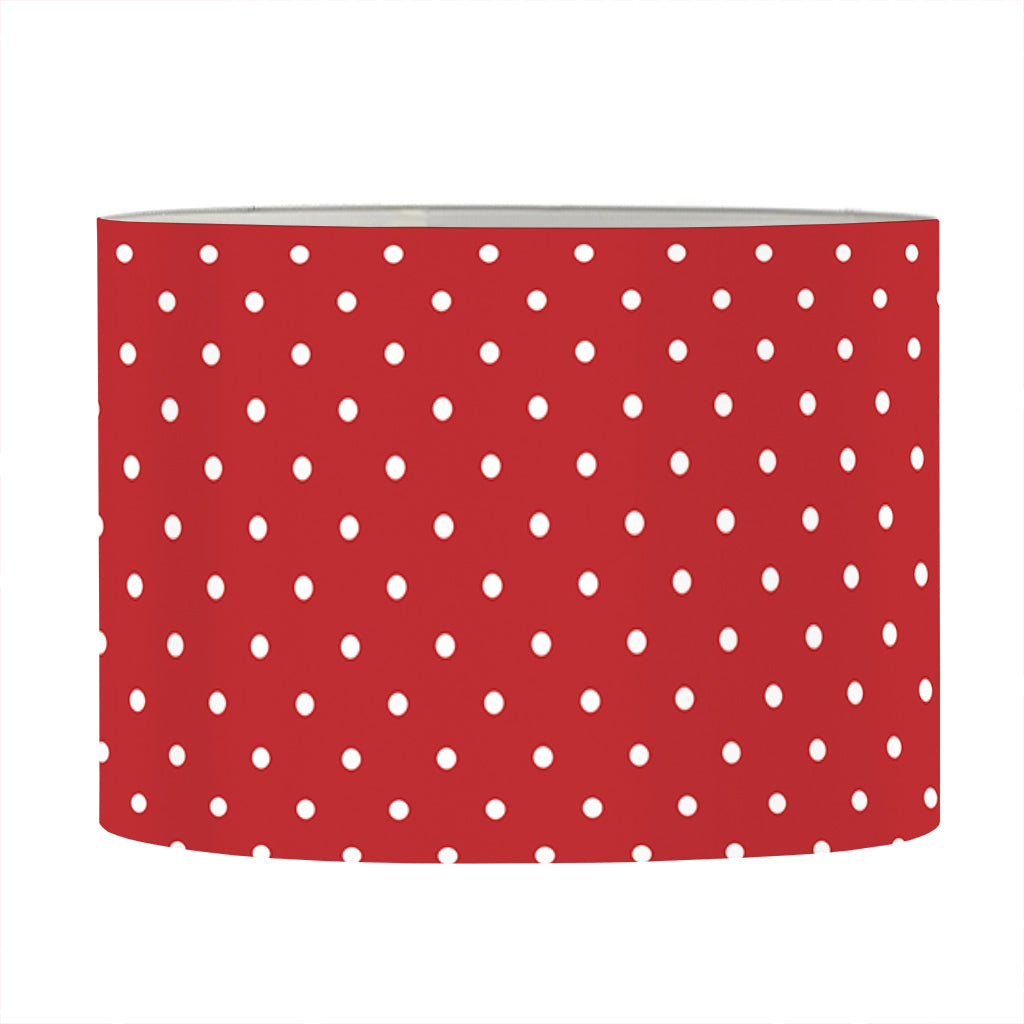 Red And White Polka Dot Print Drum Lamp Shade