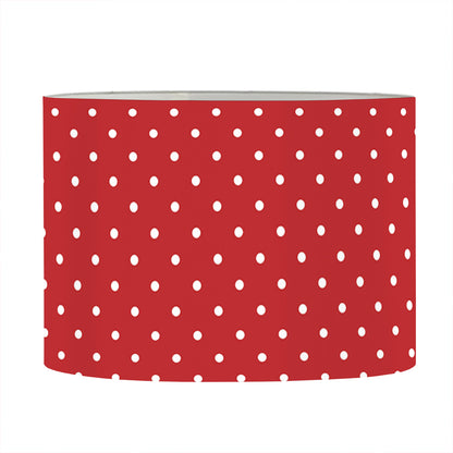 Red And White Polka Dot Print Drum Lamp Shade