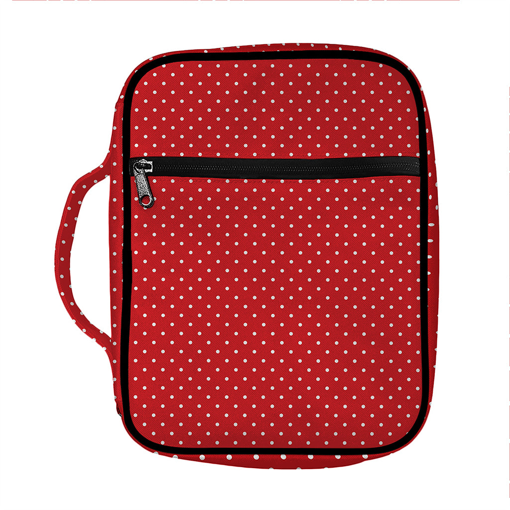 Red And White Polka Dot Print Front Pocket Bible Bag